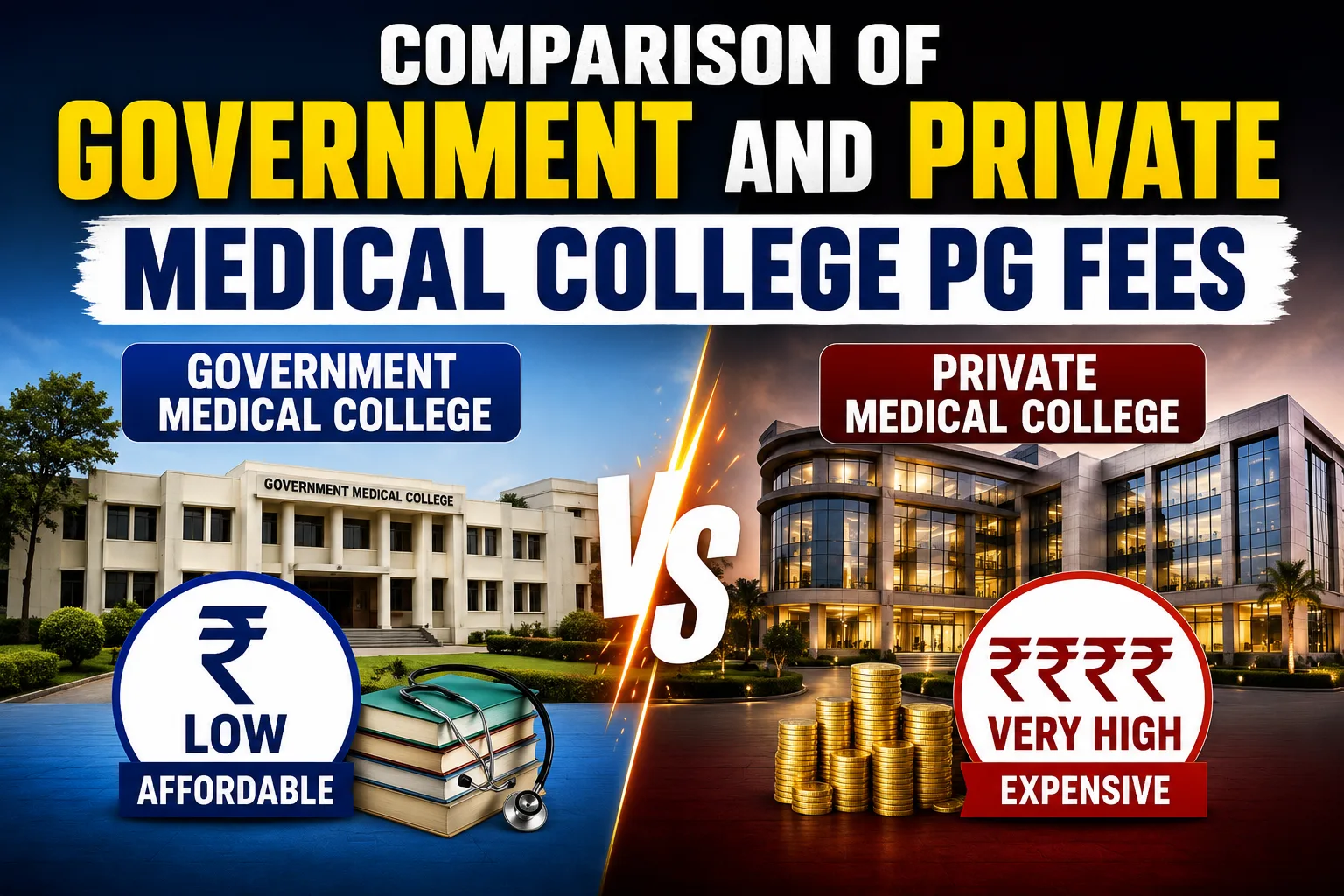 Comparison of Government and Private Medical College PG Fees